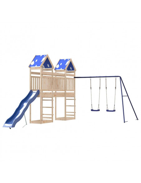 Set da Gioco da Esterno in Legno Massello di Pino