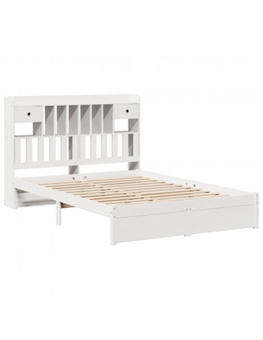Letto Libreria senza Materasso Bianco 160x200 cm Legno di Pino