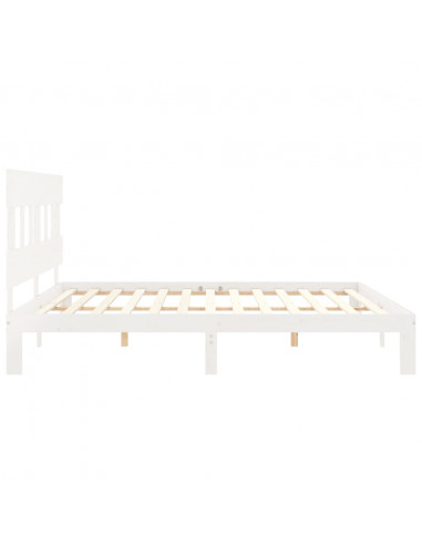 Giroletto con Testiera Bianco 200x200 cm in Legno Massello