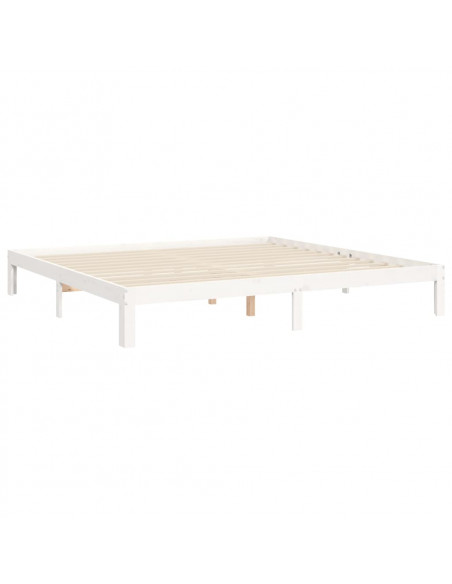Giroletto con Testiera Bianco 200x200 cm in Legno Massello