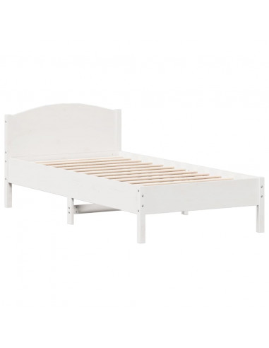 Giroletto con Testiera Bianco 75x190 cm Legno Massello di Pino