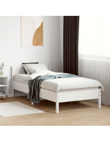 Giroletto con Testiera Bianco 75x190 cm Legno Massello di Pino