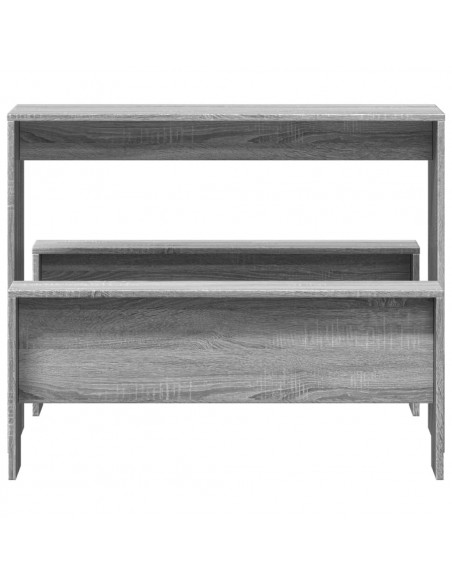 Set Tavolo da Pranzo e Panche 3 pz Grigio Sonoma in Truciolato