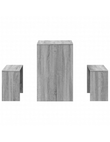 Set Tavolo da Pranzo e Panche 3 pz Grigio Sonoma in Truciolato