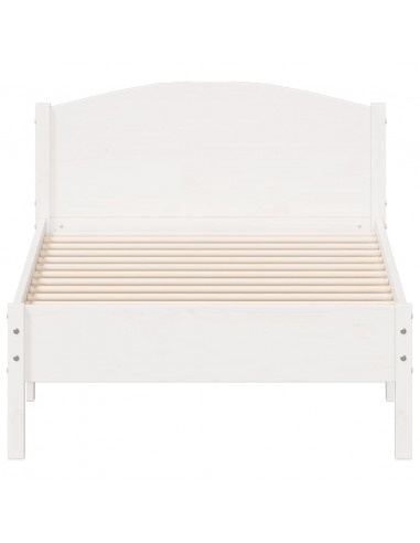 Giroletto con Testiera Bianco 75x190 cm Legno Massello di Pino