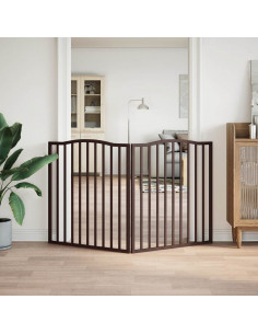 Cancello Cani Pieghevole 2 Pannelli Marrone 160cm Legno Pioppo 2