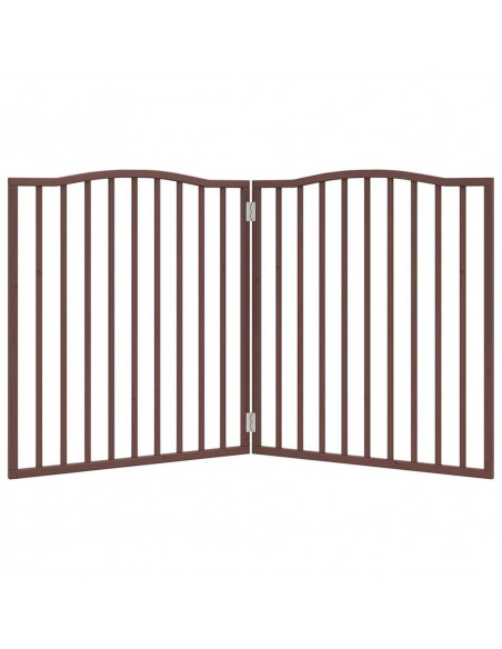 Cancello Cani Pieghevole 2 Pannelli Marrone 160cm Legno Pioppo