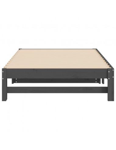Dormeuse Estraibile Grigia 2x(100x200)cm Legno Massello di Pino