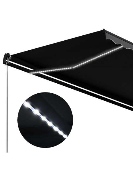 Tenda da Sole Retrattile Manuale con LED 450x300 cm Antracite