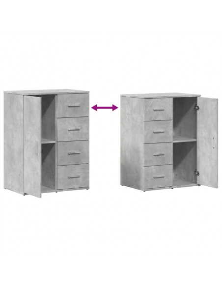 Credenze 2 pz Grigio Cemento 59x39x80 cm in Legno Multistrato