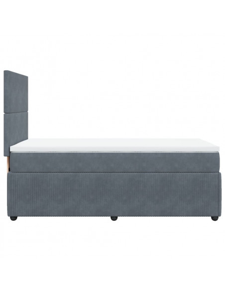 Giroletto a Molle con Materasso Grigio Scuro 90x190 cm Velluto