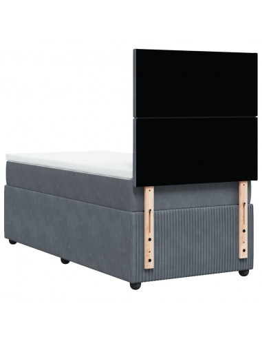 Giroletto a Molle con Materasso Grigio Scuro 90x190 cm Velluto