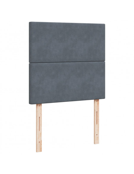 Giroletto a Molle con Materasso Grigio Scuro 90x190 cm Velluto