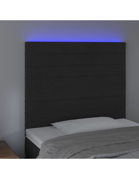 Testiera a LED nero 90x5x118/128 cm in Velluto