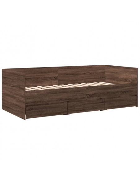 Divano Letto con Cassetti Rovere Marrone 75x190 cm Multistrato
