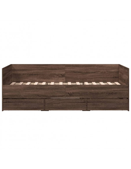 Divano Letto con Cassetti Rovere Marrone 75x190 cm Multistrato