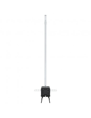 Stufa a Legna da Tenda Camino e Gambe Pieghevoli Nere Acciaio