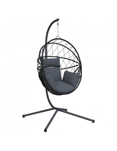 Sedia a Uovo Sospesa con Supporto Antracite Polyrattan/Acciaio