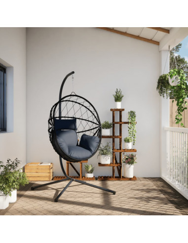 Sedia a Uovo Sospesa con Supporto Antracite Polyrattan/Acciaio