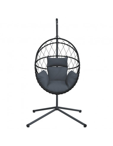 Sedia a Uovo Sospesa con Supporto Antracite Polyrattan/Acciaio