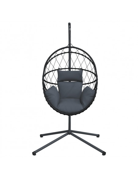 Sedia a Uovo Sospesa con Supporto Antracite Polyrattan/Acciaio