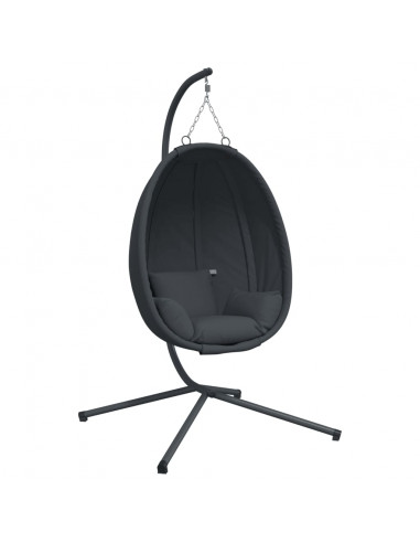 Sedia a Uovo Sospesa con Supporto Antracite Tessuto e Acciaio