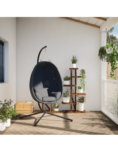 Sedia a Uovo Sospesa con Supporto Antracite Tessuto e Acciaio