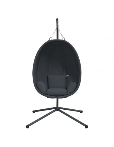 Sedia a Uovo Sospesa con Supporto Antracite Tessuto e Acciaio