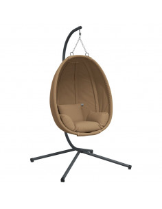 Sedia a Uovo Sospesa con Supporto Tortora in Tessuto e Acciaio 2