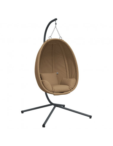 Sedia a Uovo Sospesa con Supporto Tortora in Tessuto e Acciaio