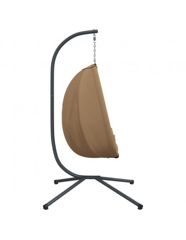 Sedia a Uovo Sospesa con Supporto Tortora in Tessuto e Acciaio