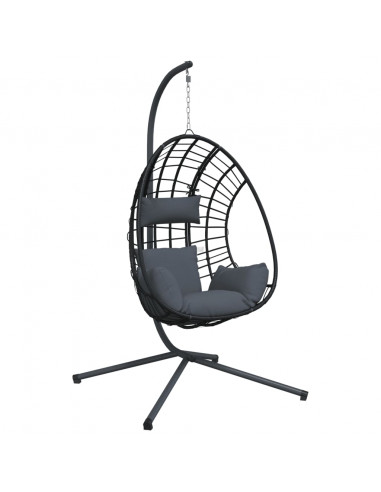 Sedia a Uovo Sospesa con Supporto Antracite Polyrattan/Acciaio