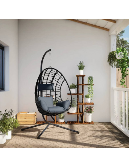 Sedia a Uovo Sospesa con Supporto Antracite Polyrattan/Acciaio