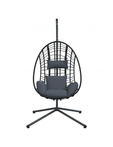 Sedia a Uovo Sospesa con Supporto Antracite Polyrattan/Acciaio