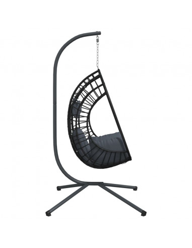 Sedia a Uovo Sospesa con Supporto Antracite Polyrattan/Acciaio