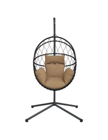 Sedia a Uovo Sospesa con Supporto Tortora Polyrattan e Acciaio