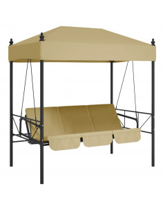 Panchina a Dondolo da Giardino Baldacchino Sabbia in Acciaio 2