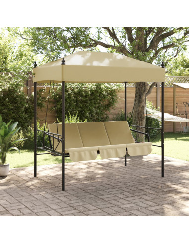Panchina a Dondolo da Giardino Baldacchino Sabbia in Acciaio