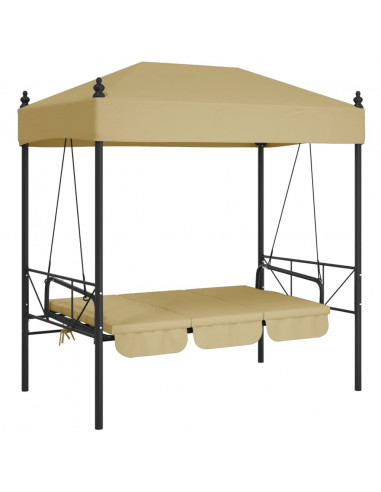 Panchina a Dondolo da Giardino Baldacchino Sabbia in Acciaio