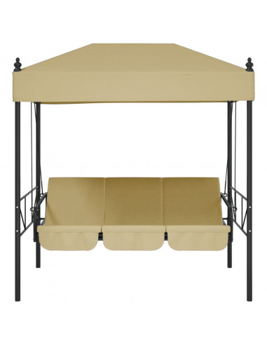 Panchina a Dondolo da Giardino Baldacchino Sabbia in Acciaio