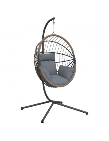 Sedia Uovo Sospesa e Supporto Grigio Chiaro Polyrattan/Acciaio