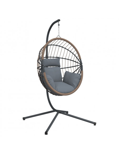Sedia Uovo Sospesa e Supporto Grigio Chiaro Polyrattan/Acciaio