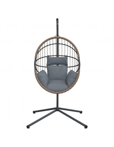 Sedia Uovo Sospesa e Supporto Grigio Chiaro Polyrattan/Acciaio