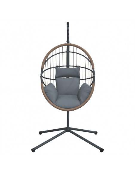 Sedia Uovo Sospesa e Supporto Grigio Chiaro Polyrattan/Acciaio