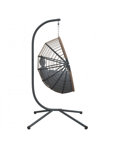 Sedia Uovo Sospesa e Supporto Grigio Chiaro Polyrattan/Acciaio