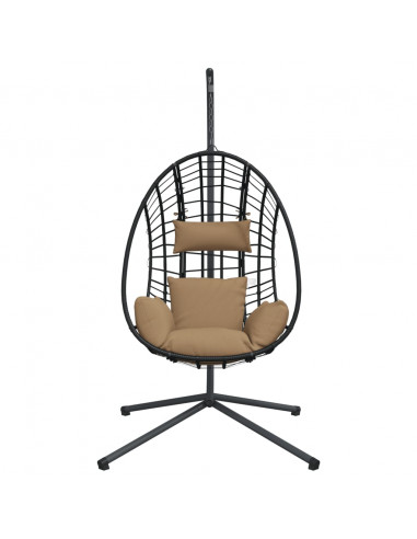 Sedia a Uovo Sospesa con Supporto Tortora Polyrattan e Acciaio