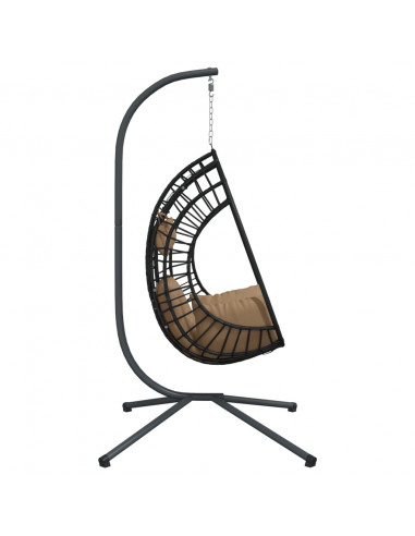 Sedia a Uovo Sospesa con Supporto Tortora Polyrattan e Acciaio