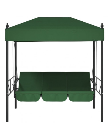 Panchina a Dondolo da Giardino Baldacchino Verde in Acciaio