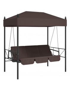 Panchina a Dondolo da Giardino Baldacchino Caffè in Acciaio 2