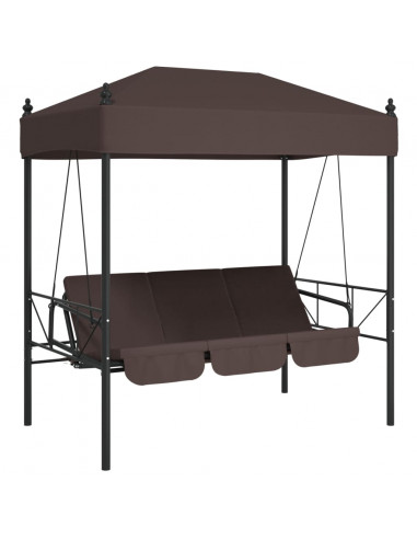 Panchina a Dondolo da Giardino Baldacchino Caffè in Acciaio
